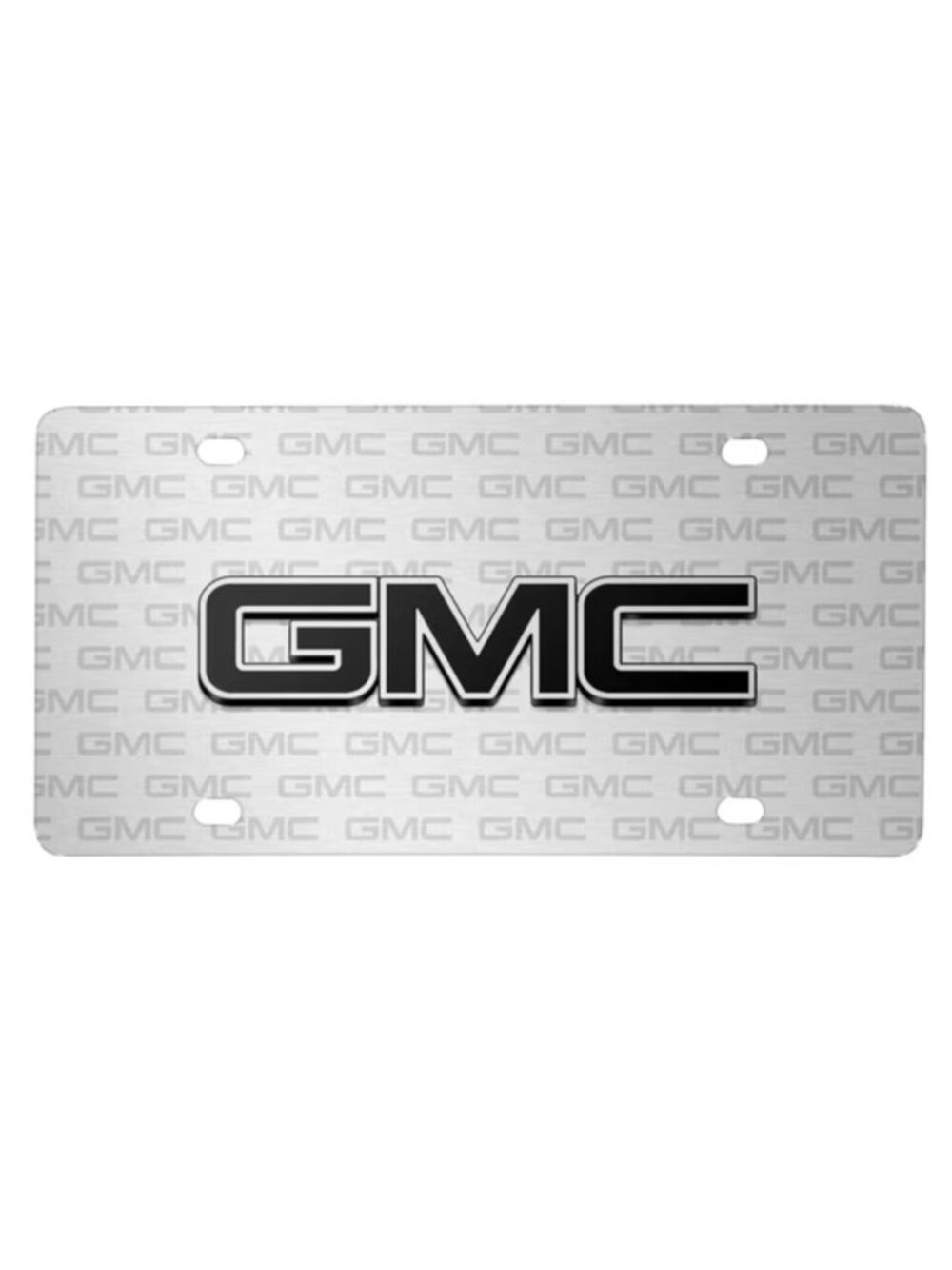 GMC Black Inlay 3D Logo on Logo Pattern Brushed Aluminum License Plate